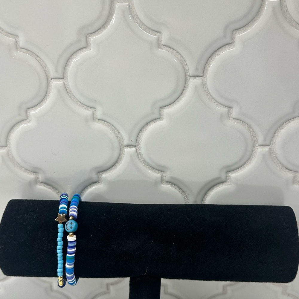 Blue Beaded Bracelet Set